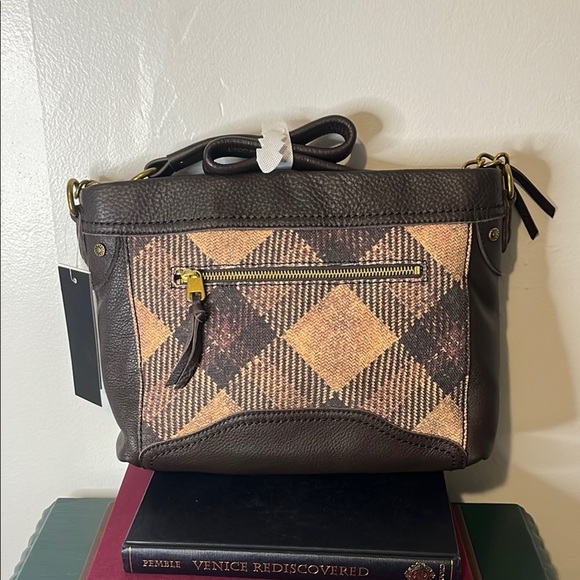 NWT The Sak Tahoe Brown Genuine Leather Plaid Heritage Crossbody Shoulder Bag - Picture 1 of 8